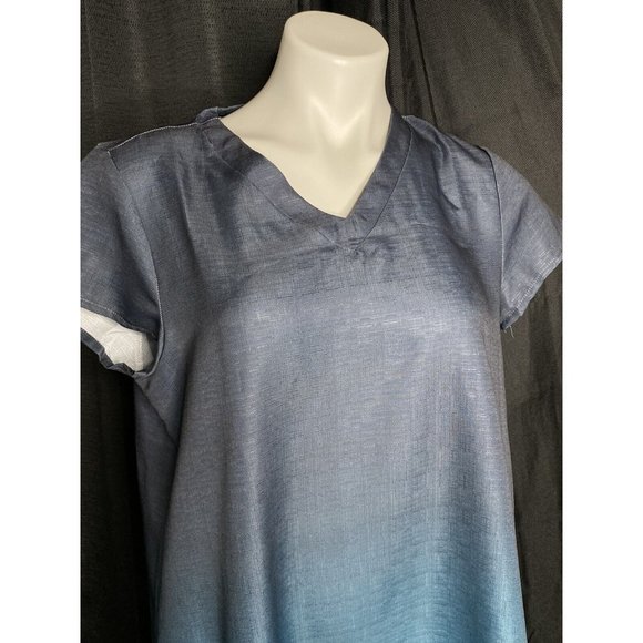 Miss Look Ombre’ Blue Dress  Knee Length Short Sleeve Large‎ - Picture 7 of 12